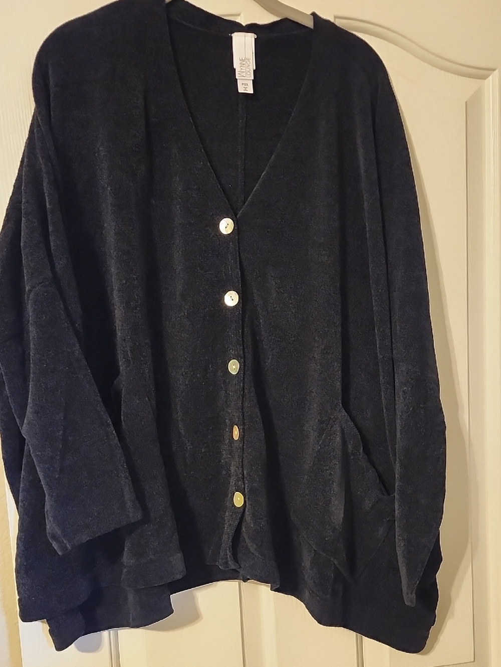 Marla Wynne Black Lightweight Button-Front  Cardigan